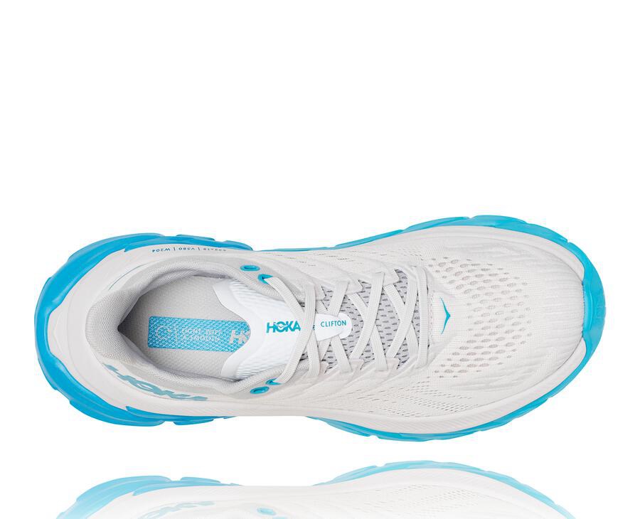 Running Shoes Womens - Hoka One One Clifton Edge - White/Blue - AMGILTW-32